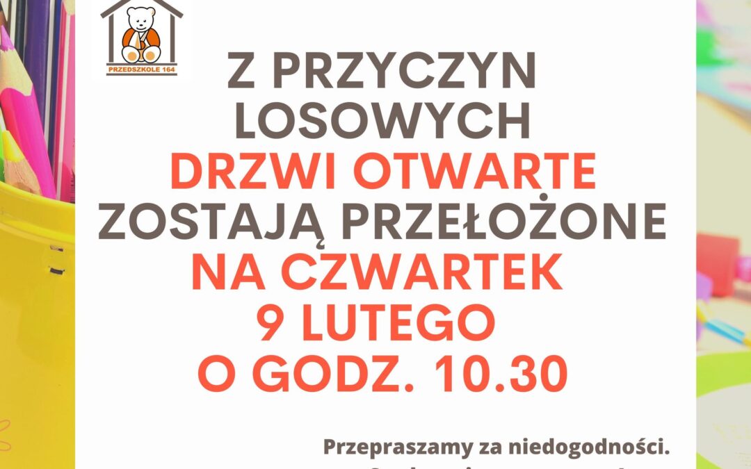WAŻNA INFORMACJA – DRZWI OTWARTE